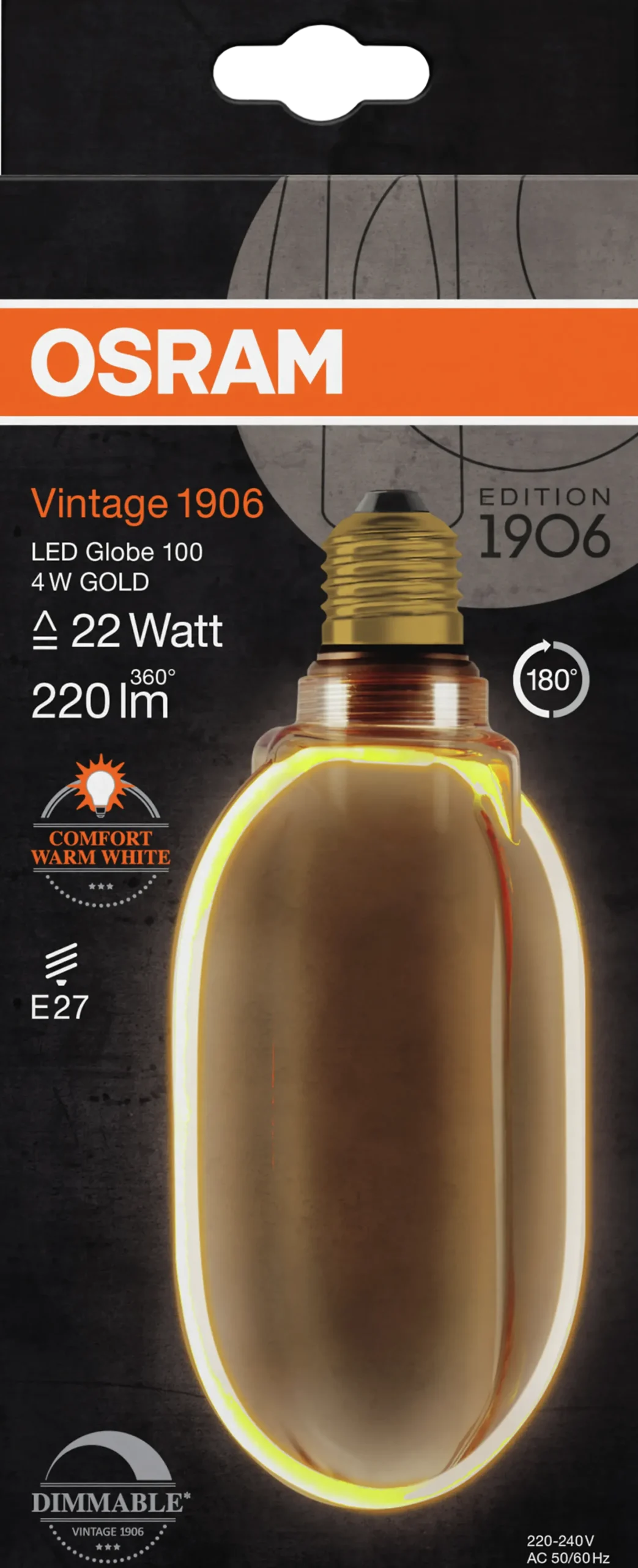 Led Dekorasjonspære E27 Ø100 22 220lm Gold Dim Ekstra Varm