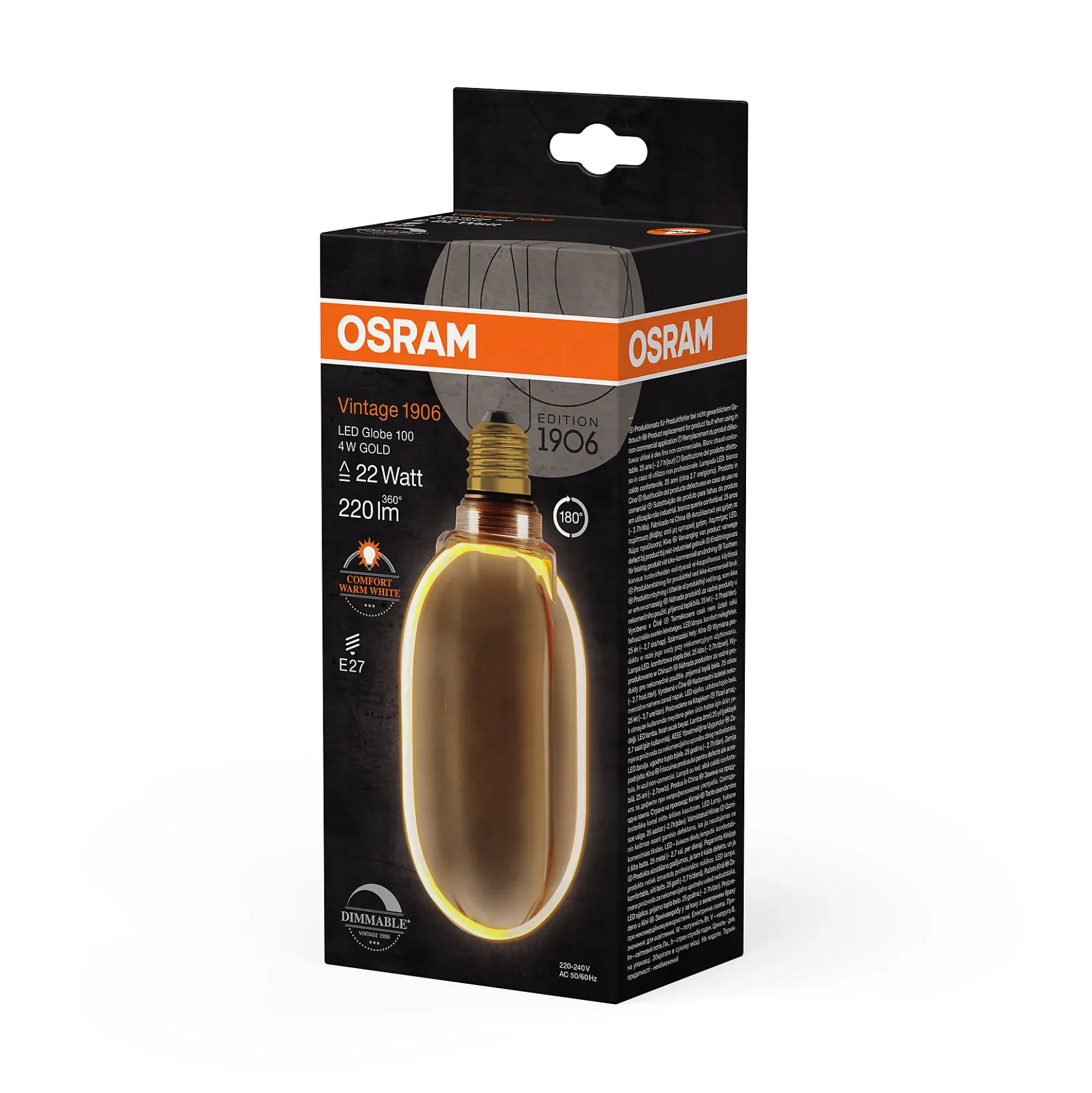 Led Dekorasjonspære E27 Ø100 22 220lm Gold Dim Ekstra Varm