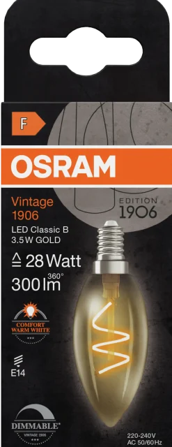 Led Dekorasjonspære E14 B28 300lm Gold Dimbar Varmere Lys