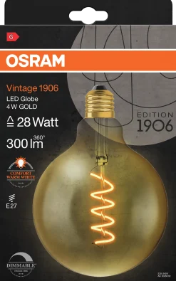 Led Dekorasjonspære E27 G125 28 300lm Gold Dim Varmere Lys