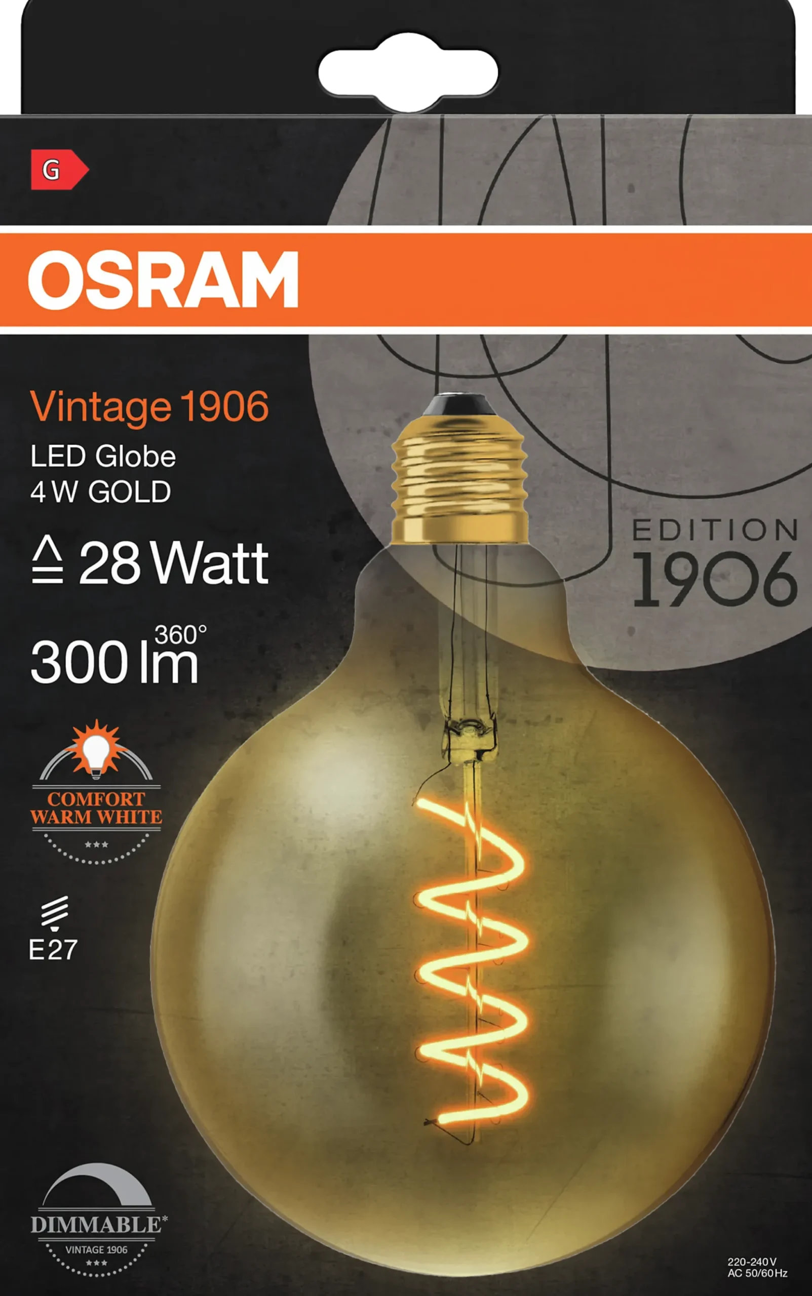 Led Dekorasjonspære E27 G125 28 300lm Gold Dim Varmere Lys