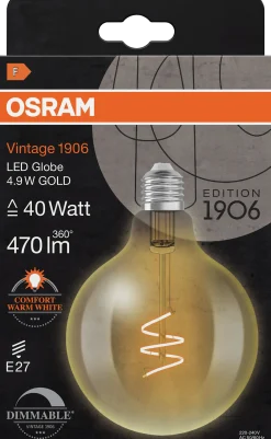 Led Dekorasjonspære E27 G95 40 470lm Gold Dim Varmere Lys