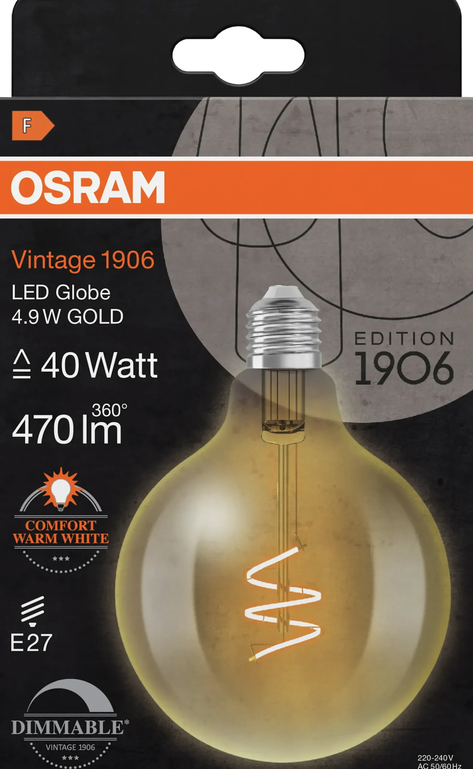 Led Dekorasjonspære E27 G95 40 470lm Gold Dim Varmere Lys