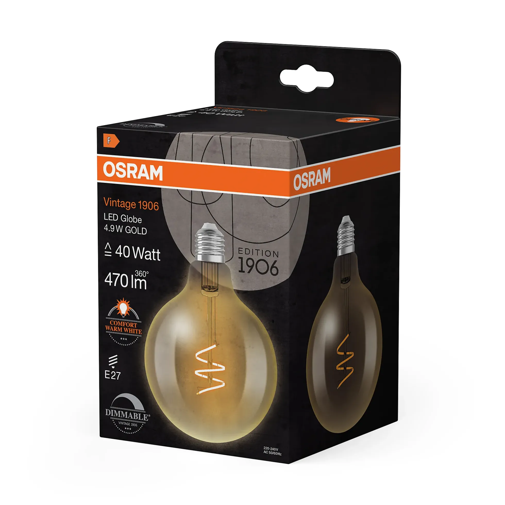 Led Dekorasjonspære E27 G95 40 470lm Gold Dim Varmere Lys