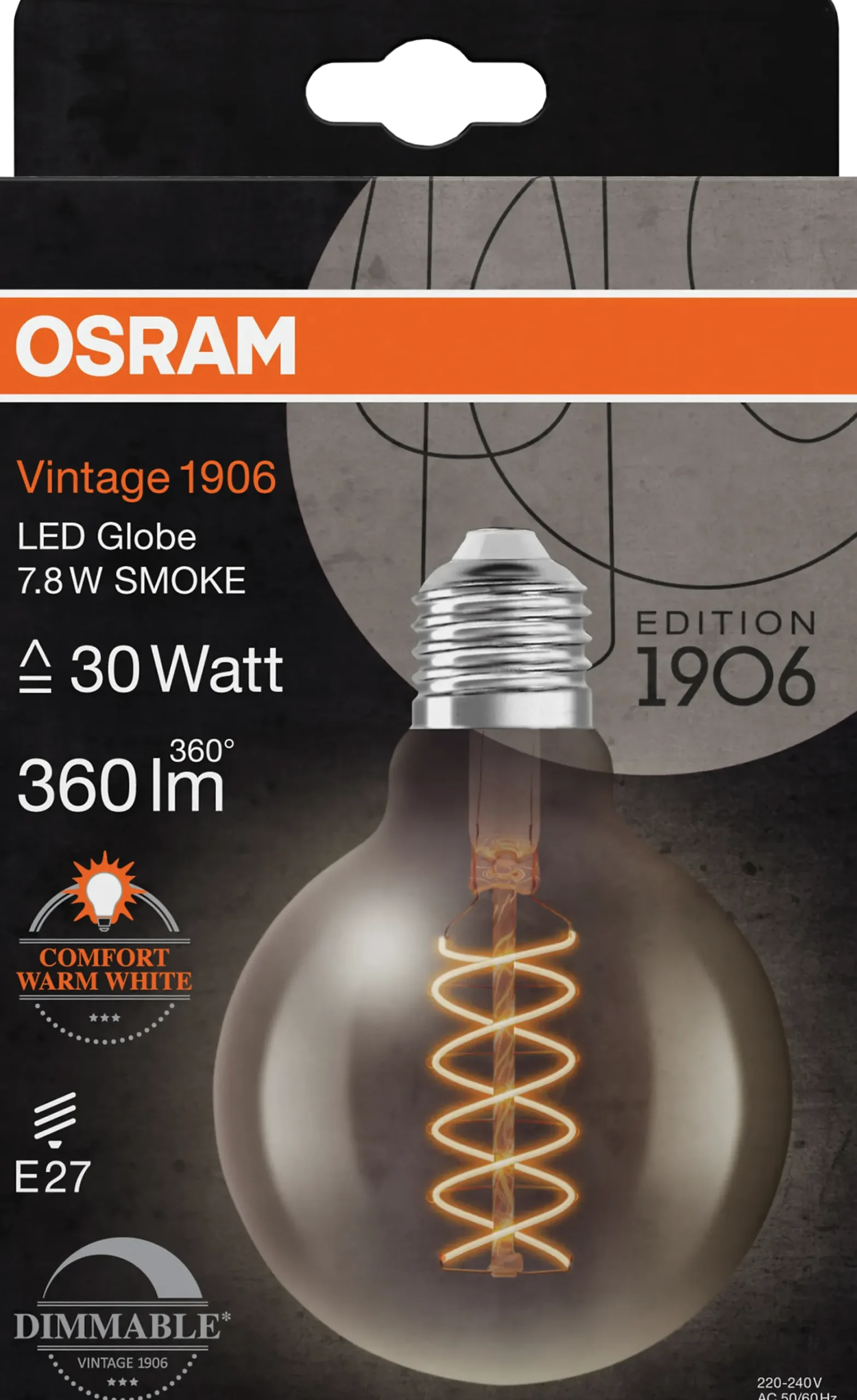 Led Dekorasjonspære E27 G95 30 360lm Smoke Dim Ekstra Varm