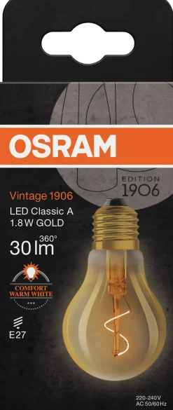 Led Dekorasjonspære E27 30lm Gold Varmere Lys