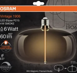 Led Dekorasjonspære E27 O215 60lm Smoke Dimbar Ekstra Varm