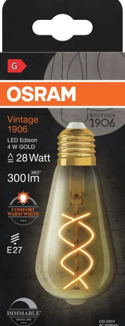 Led Dekorasjonspære E27 St64 28 300lm Gold Dim Varmere Lys