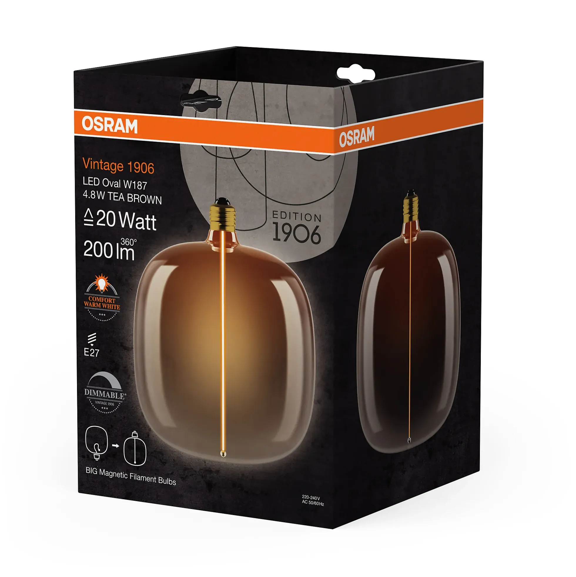 Led Dekorasjonspære O187 20 200lm Tea Brown Dimbar Varmhvit