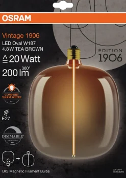 Led Dekorasjonspære O187 20 200lm Tea Brown Dimbar Varmhvit