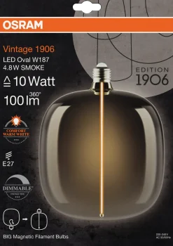 Led Dekorasjonspære O187 10 100lm Smoke Dimbar Varmhvit