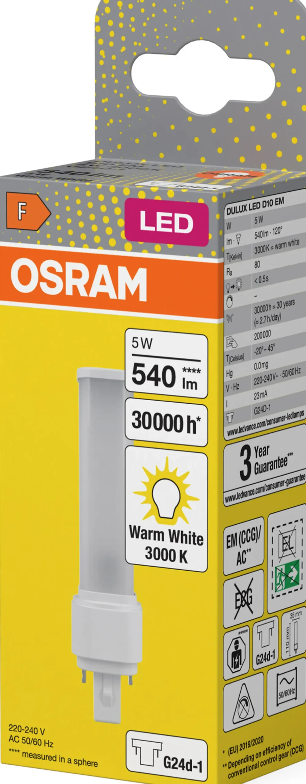 Led dulux d 10 5w 830 g24d-1