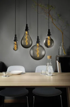 LED Globe G125 15 fil smoke spiral glass 1800K E27