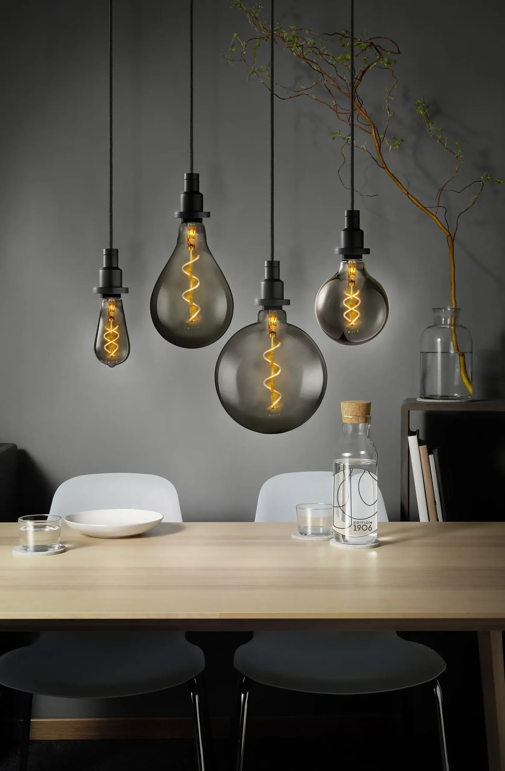 LED Globe G125 15 fil smoke spiral glass 1800K E27