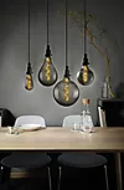 LED Globe G125 15 fil smoke spiral glass 1800K E27