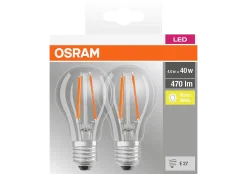 LED lyspære Classic A 40 klar E27 2stk