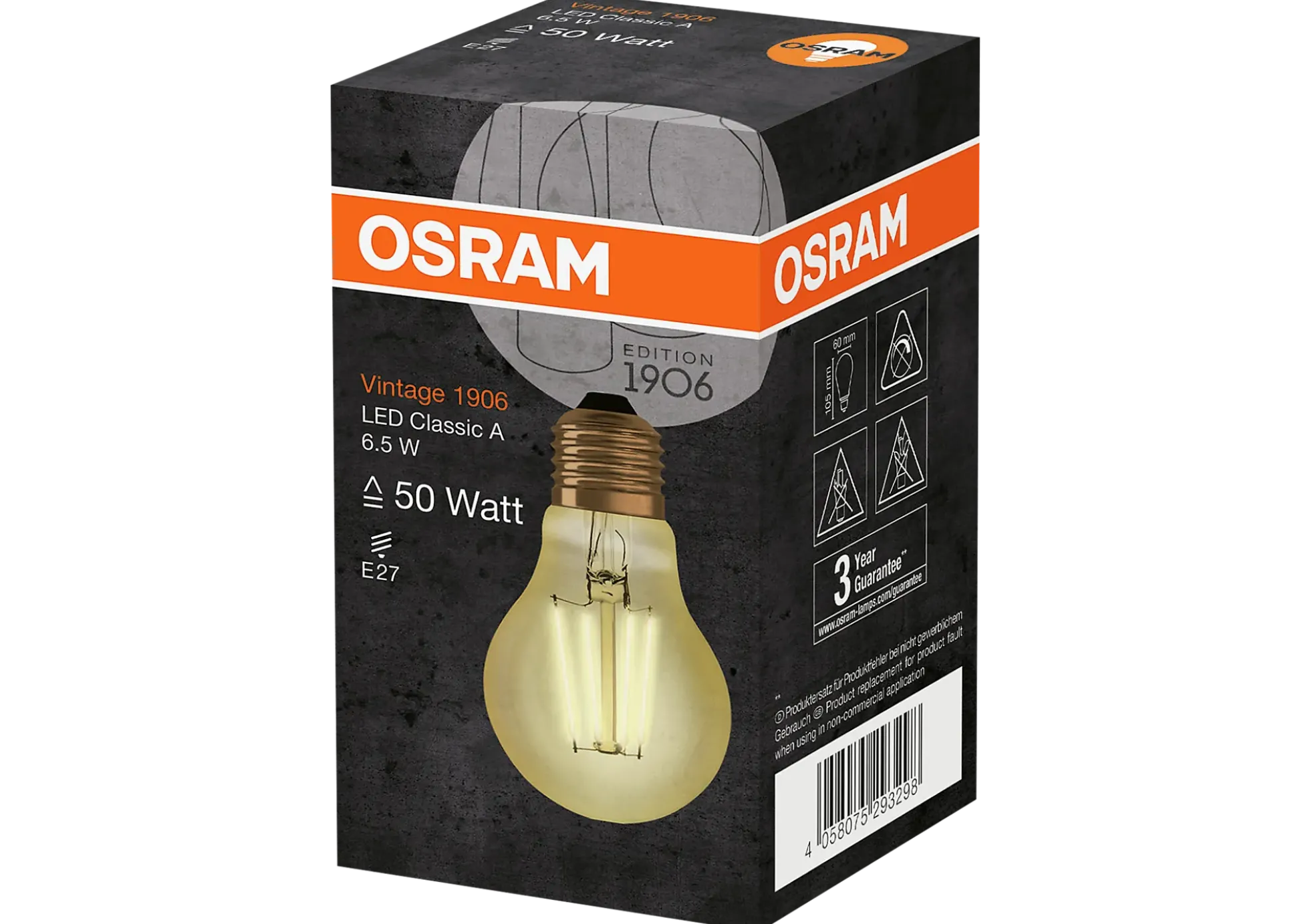 LED lyspære Classic A 50 6,5W 824 gold E27