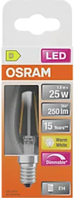 Led Lyspære E14 Classic B25 250lm klar Dimbar Varmhvit