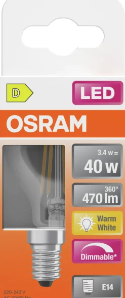 Led Lyspære E14 Classic P40 470lm klar Dimbar Varmhvit