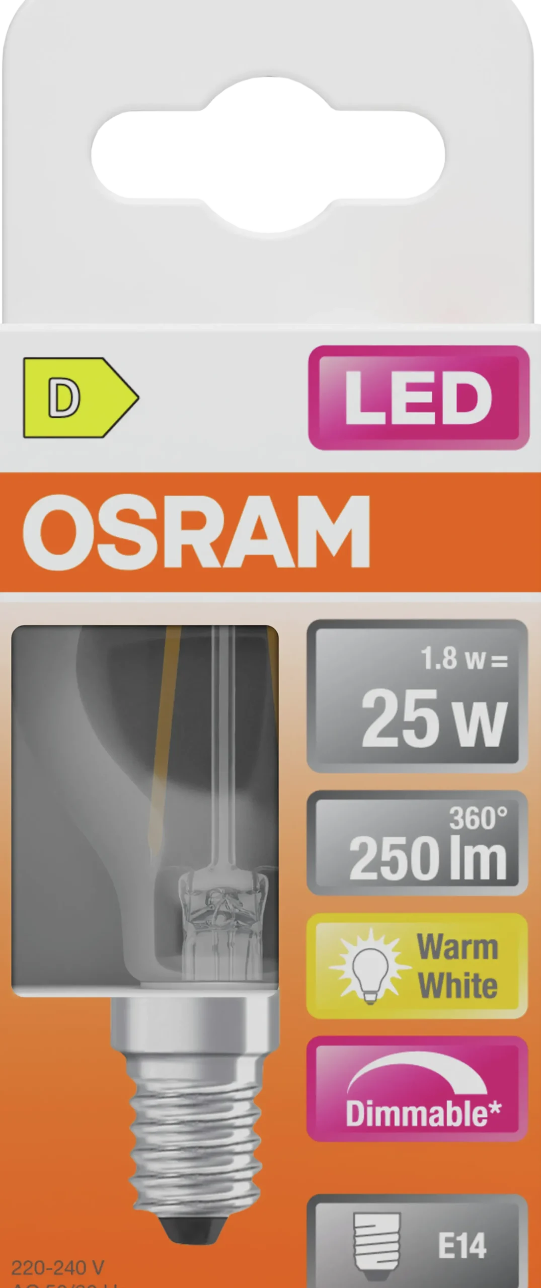 Led Lyspære E14 Classic P25 250lm klar Dimbar Varmhvit