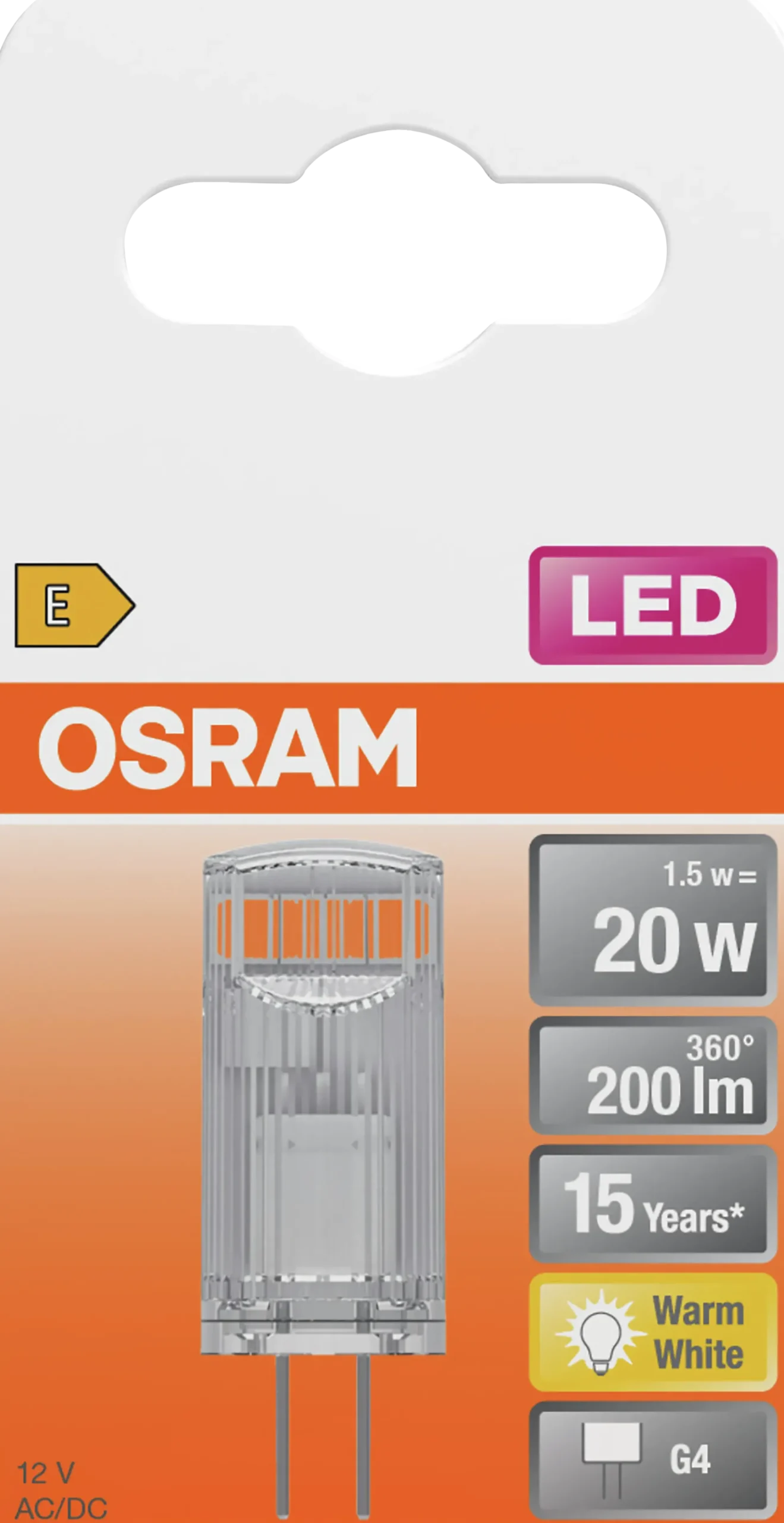 LED pin 20 1,8W 2700K G4