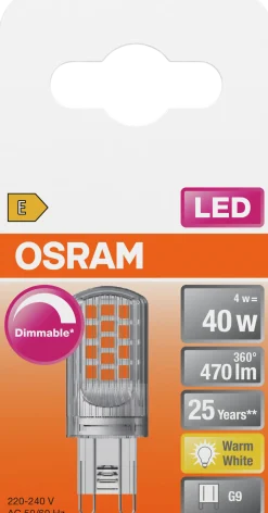 Led Pin G9 40 470lm klar Dimbar Varmhvit