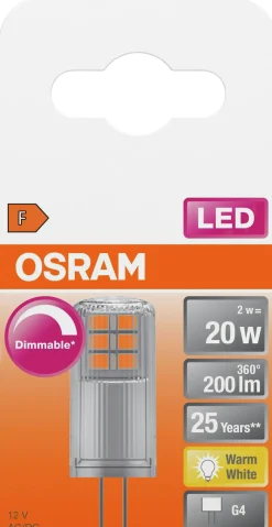 Led Pin G4 20 200lm klar Dimbar Varmhvit