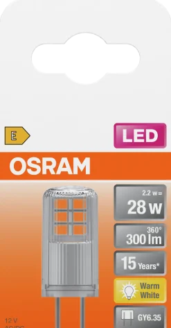 Led Pin Gy6,35 28 300lm klar Varmhvit