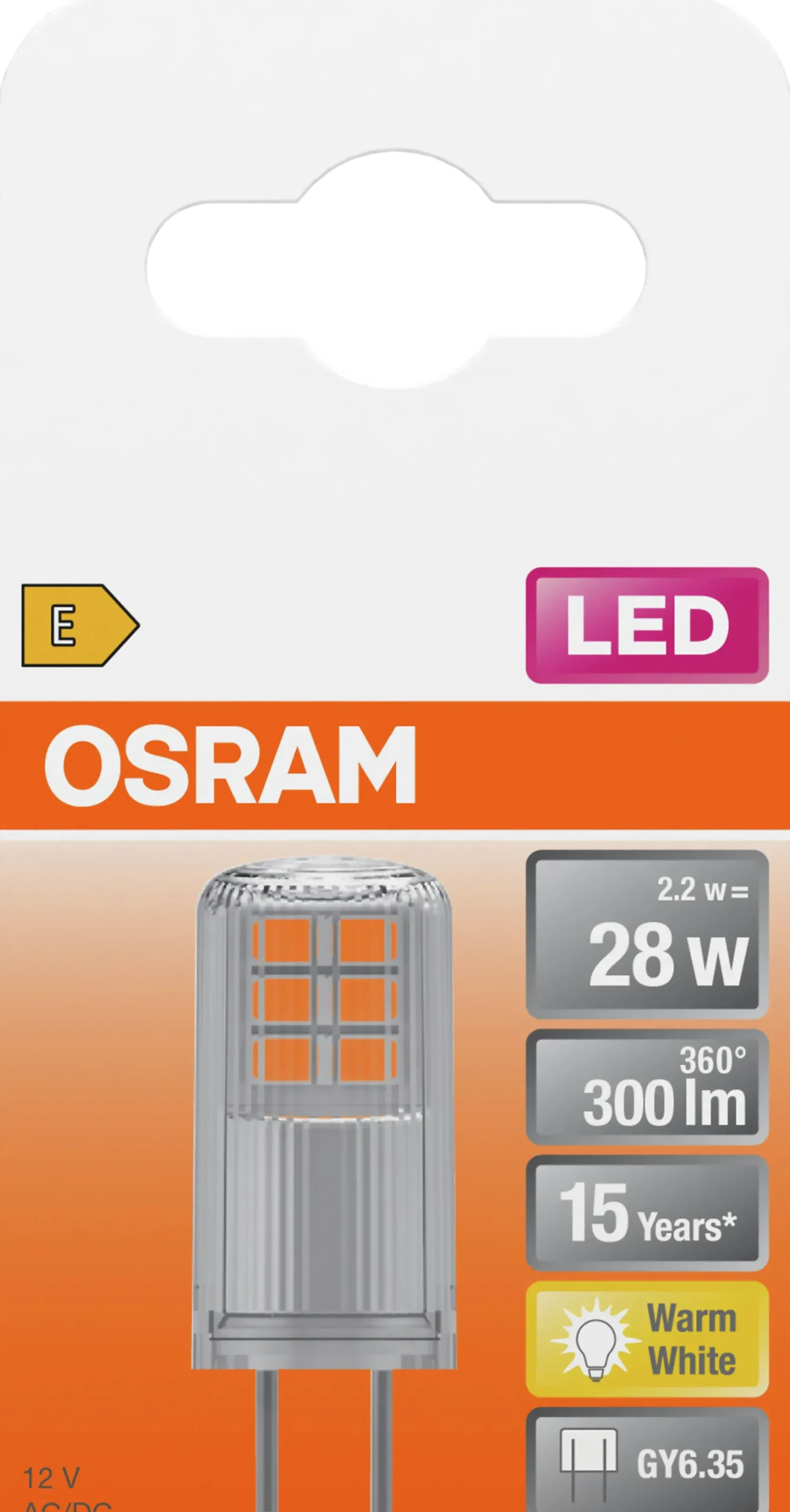 Led Pin Gy6,35 28 300lm klar Varmhvit