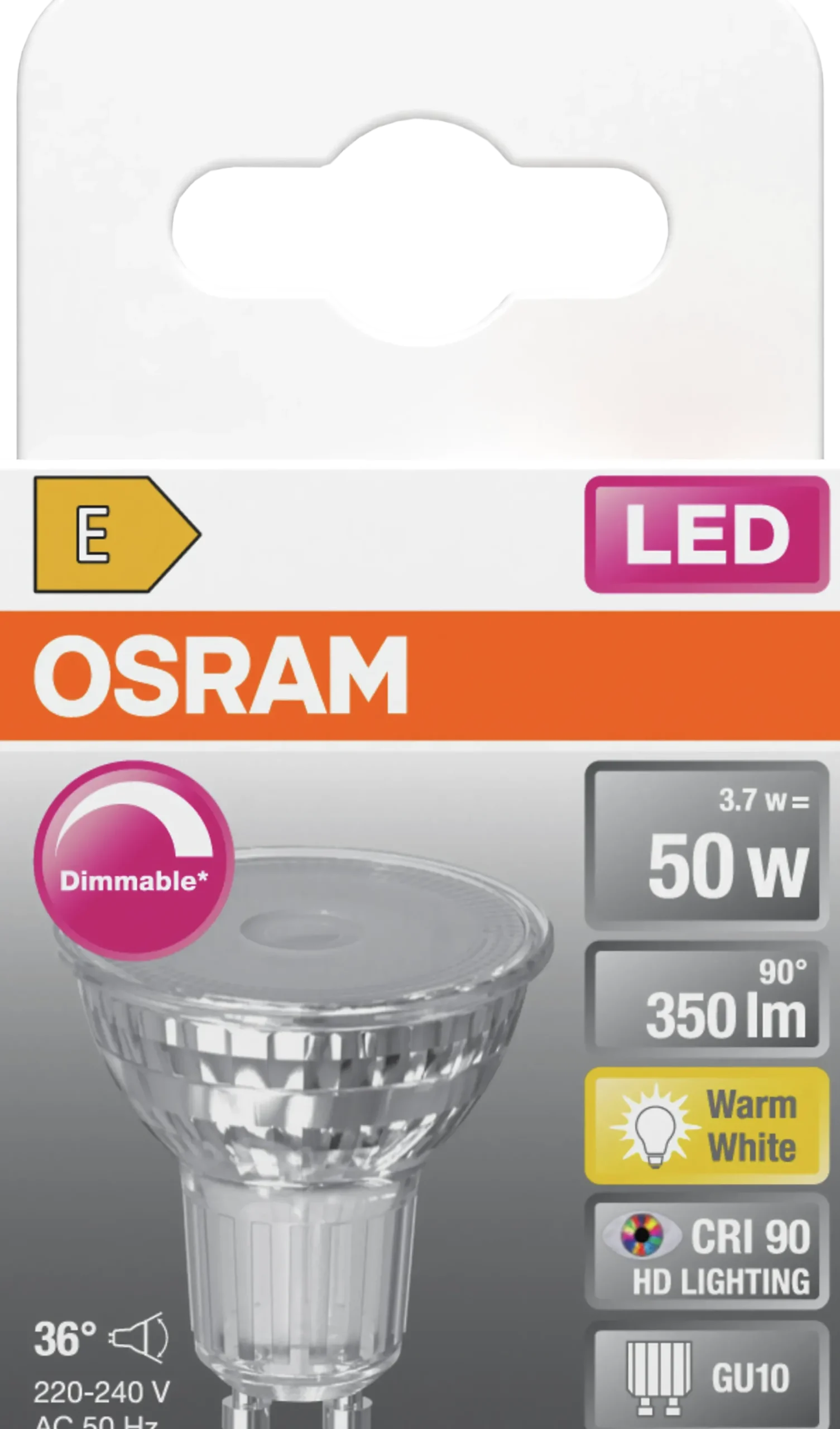 Led Spot Gu10 Par16 50 350lm Dimbar Varmhvit