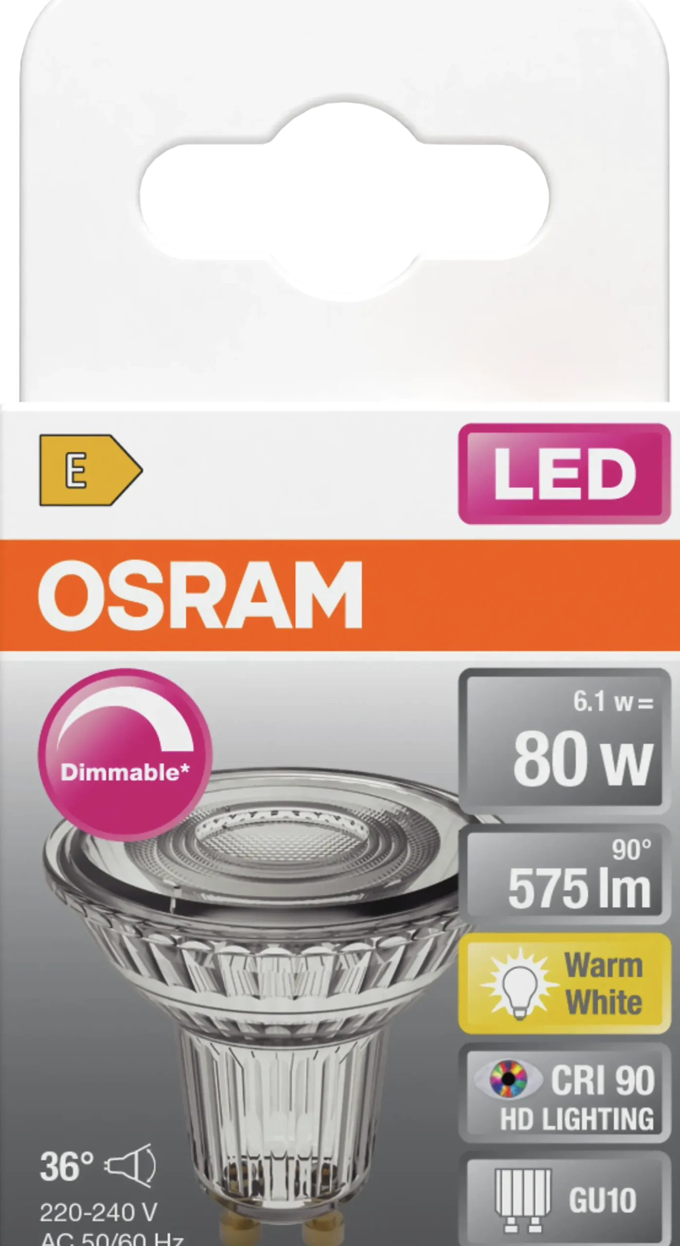 Led Spot Gu10 Par16 80 575lm Dimbar Varmhvit