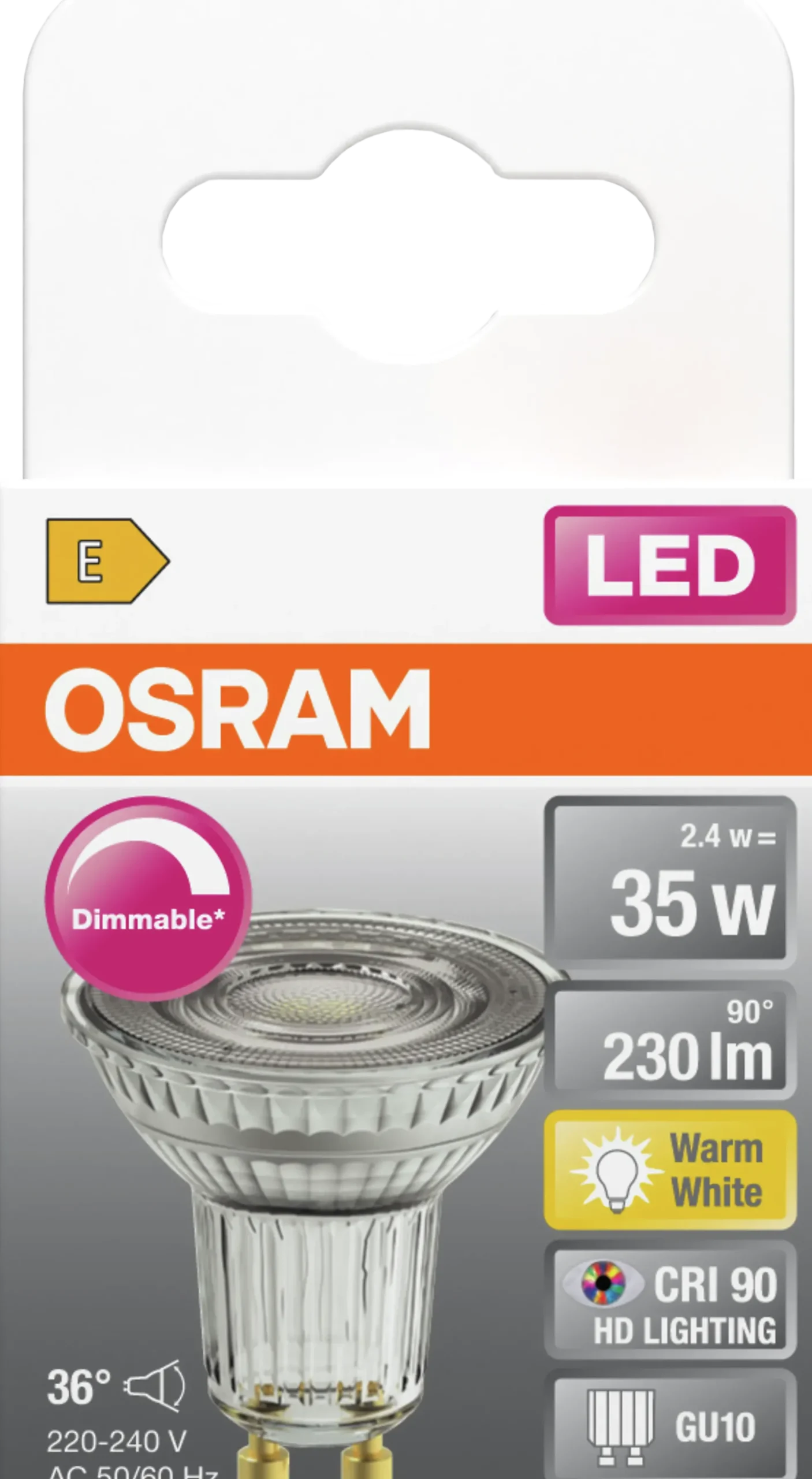Led Spot Gu10 Par16 35 230lm Dimbar Varmhvit
