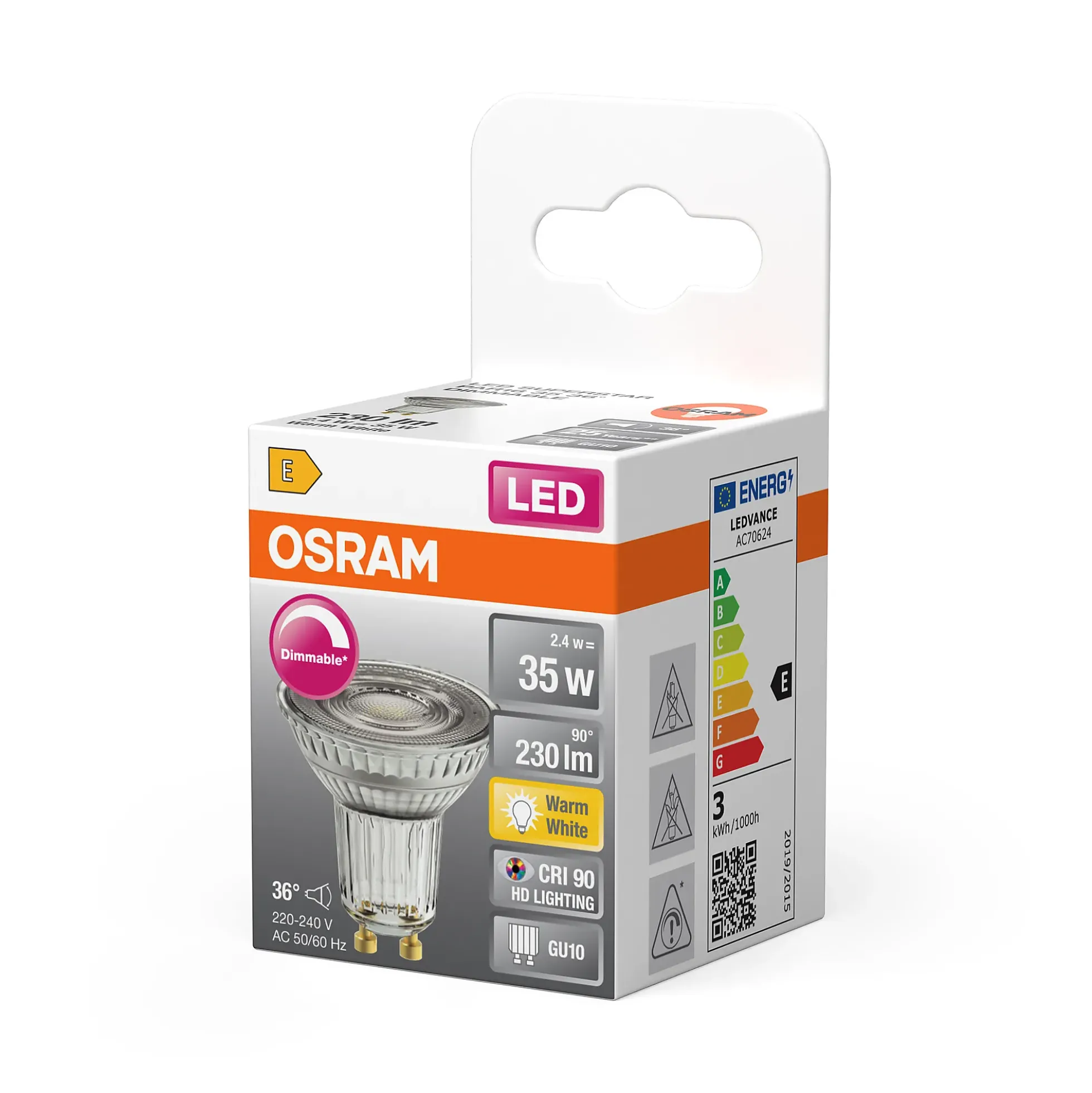 Led Spot Gu10 Par16 35 230lm Dimbar Varmhvit