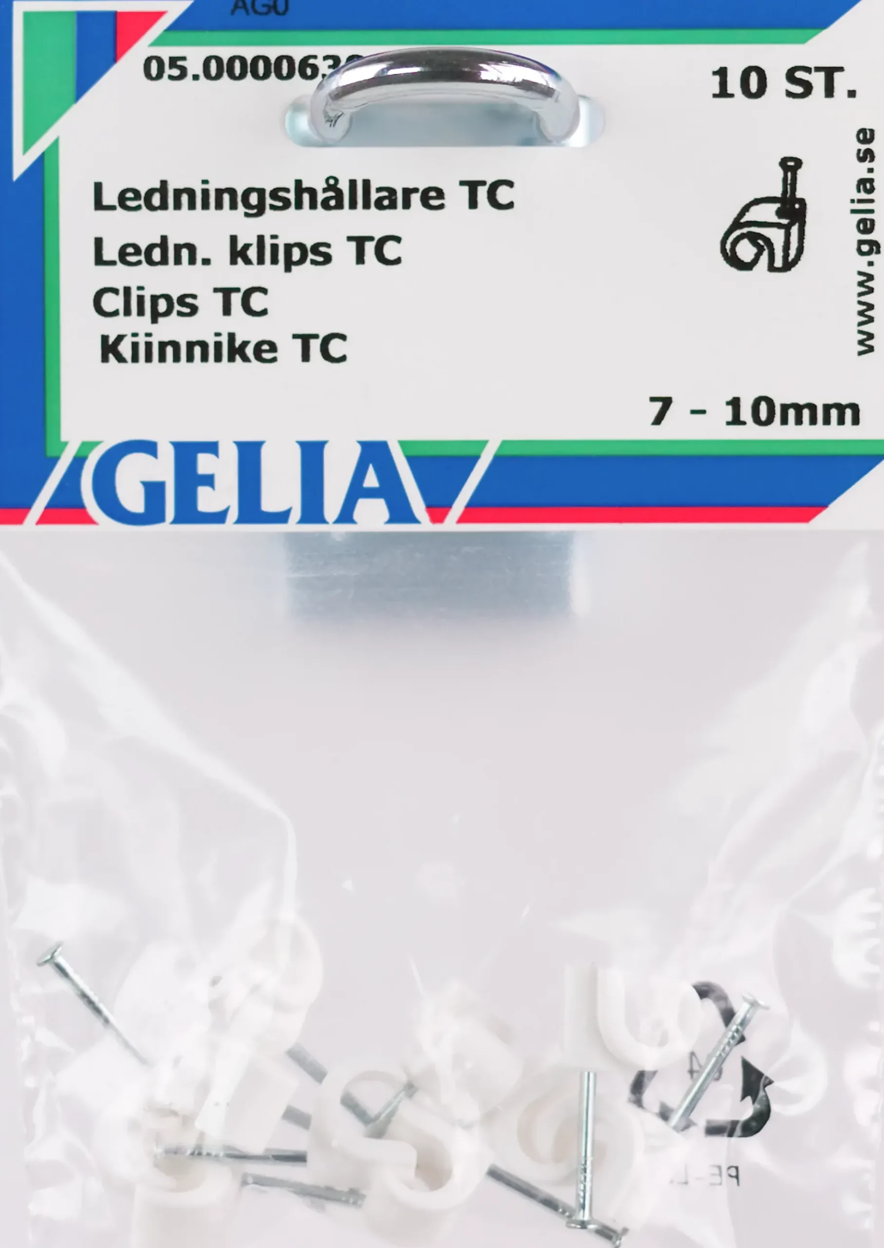 Ledningsklammer 8-12mm rund hvit 10stk