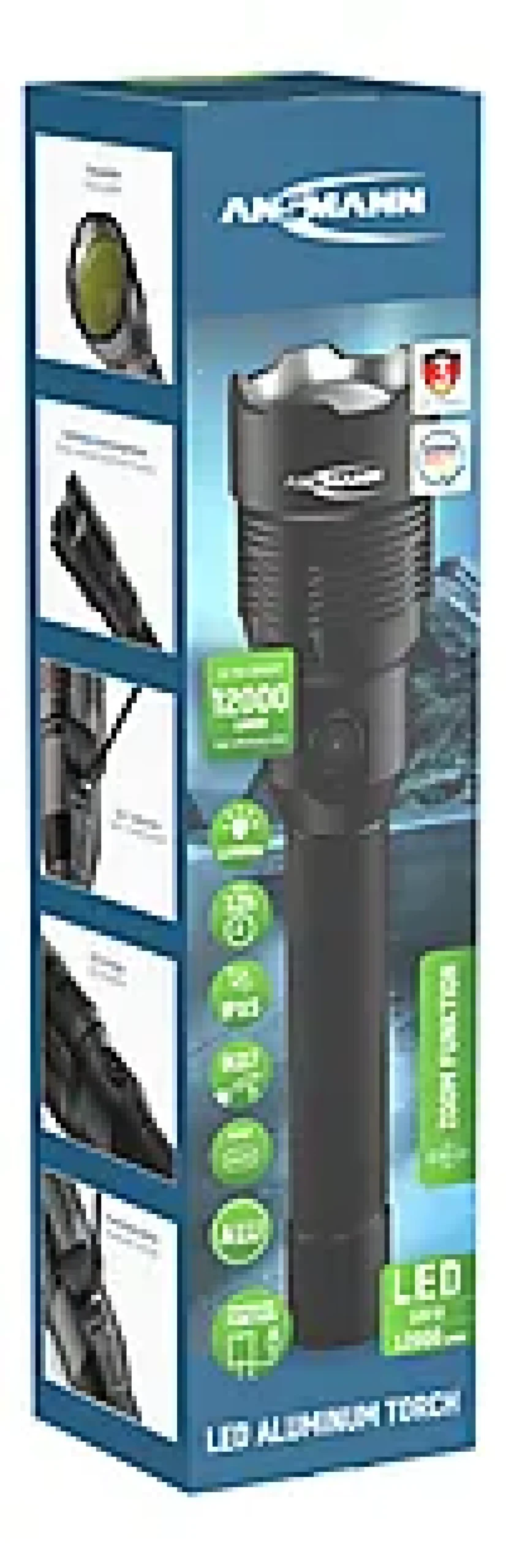 Lommelykt oppladbar 12000lm IPX5