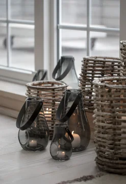 Lykt med hank Design With Light smoke 16cm