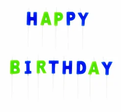 Lys Happy Birthday blå og grønn