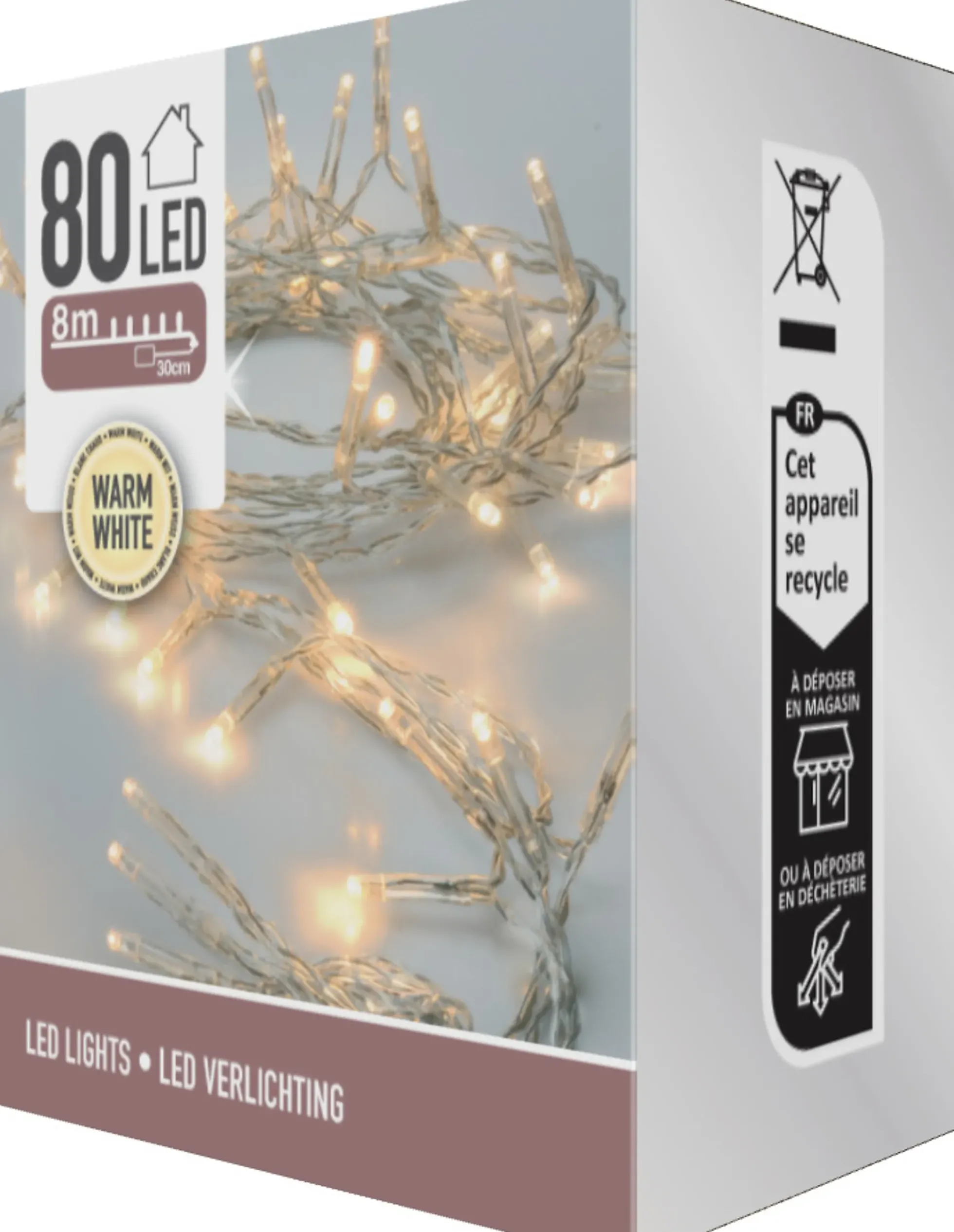 Lyslenke 80ledlys varmhvit 8m