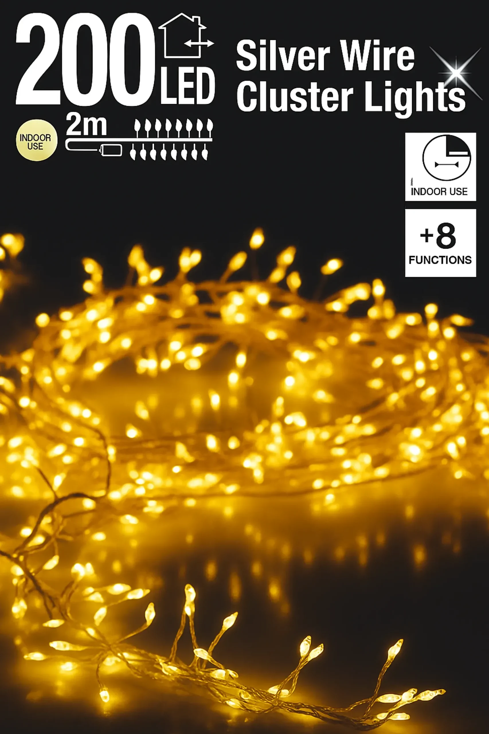 Lyslenke Silver Wire 200ledlys varmhvit IP44 2m