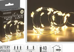 Lyslenke Silver Wire Star 40LED Varmhvit 19,5m