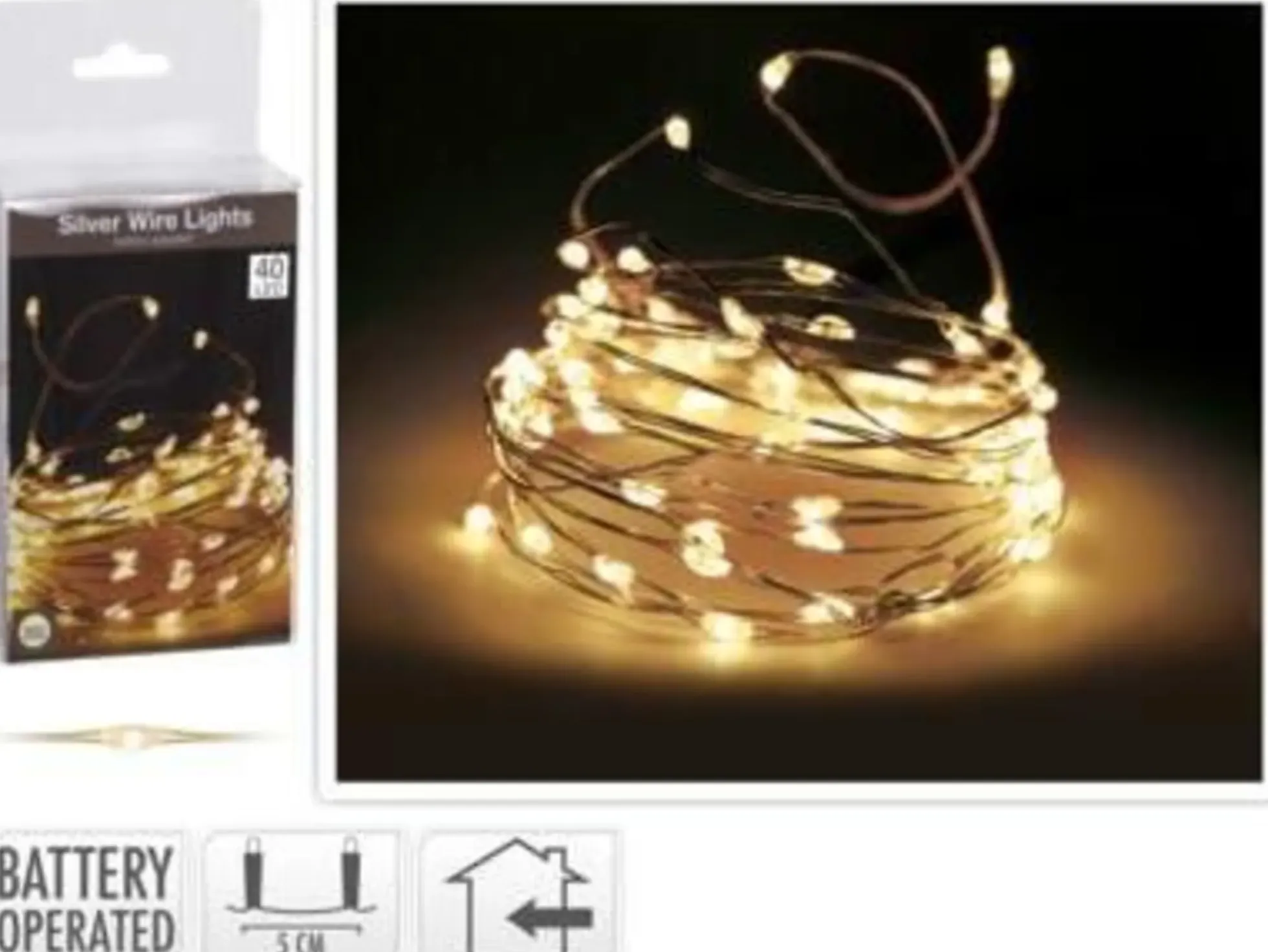 Lyslenke Wirelys 40LED Sølv Batteridrevet