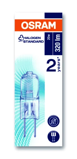 Lyspære Halogen ovn pin 20W 12V klar G4