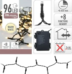 Lysslynge 96ledlys varmhvit batteridrevet IP44 7m