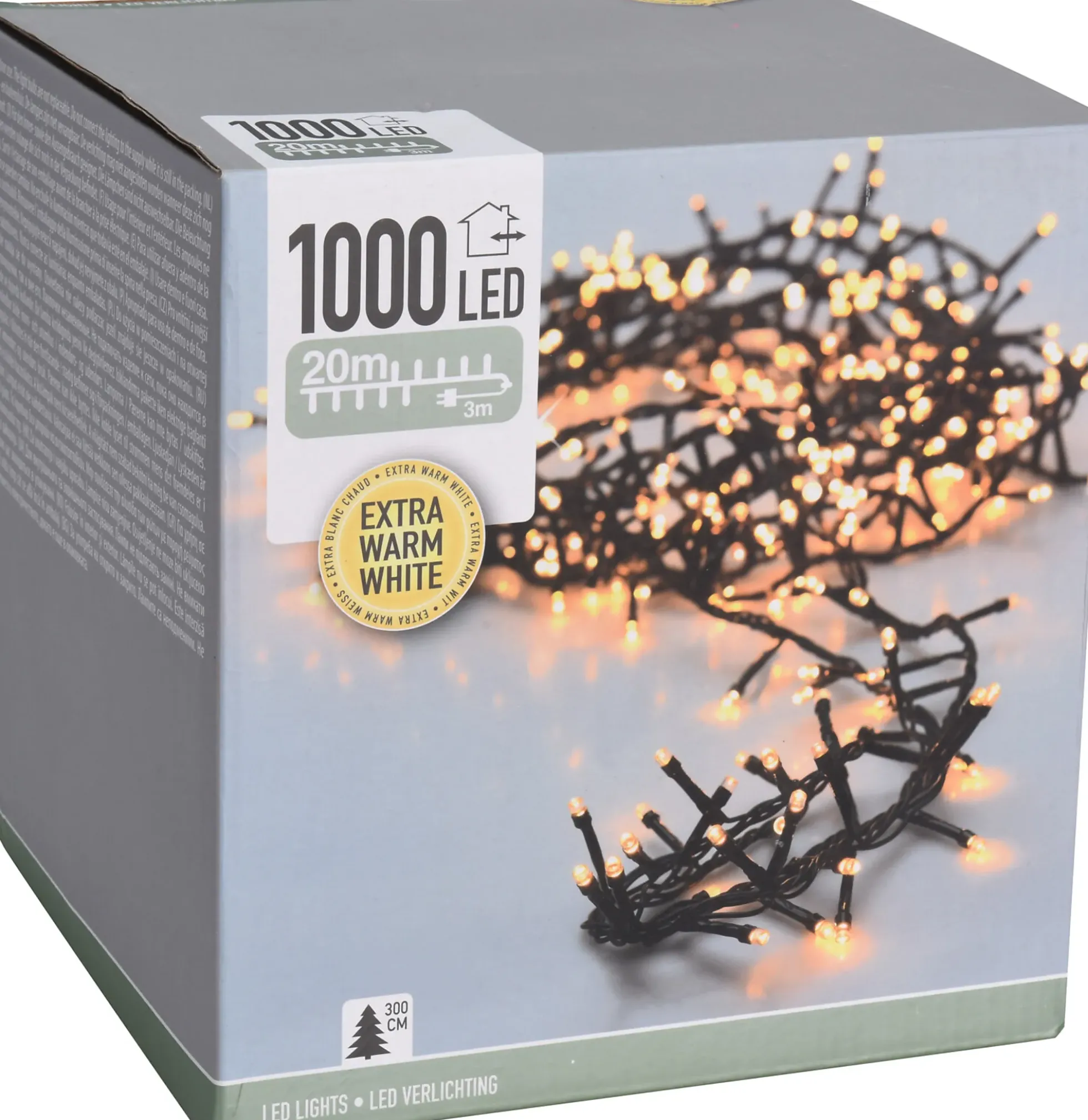 Lysslynge Micro Cluster 1000ledlys ekstra varmhvit IP44 20m