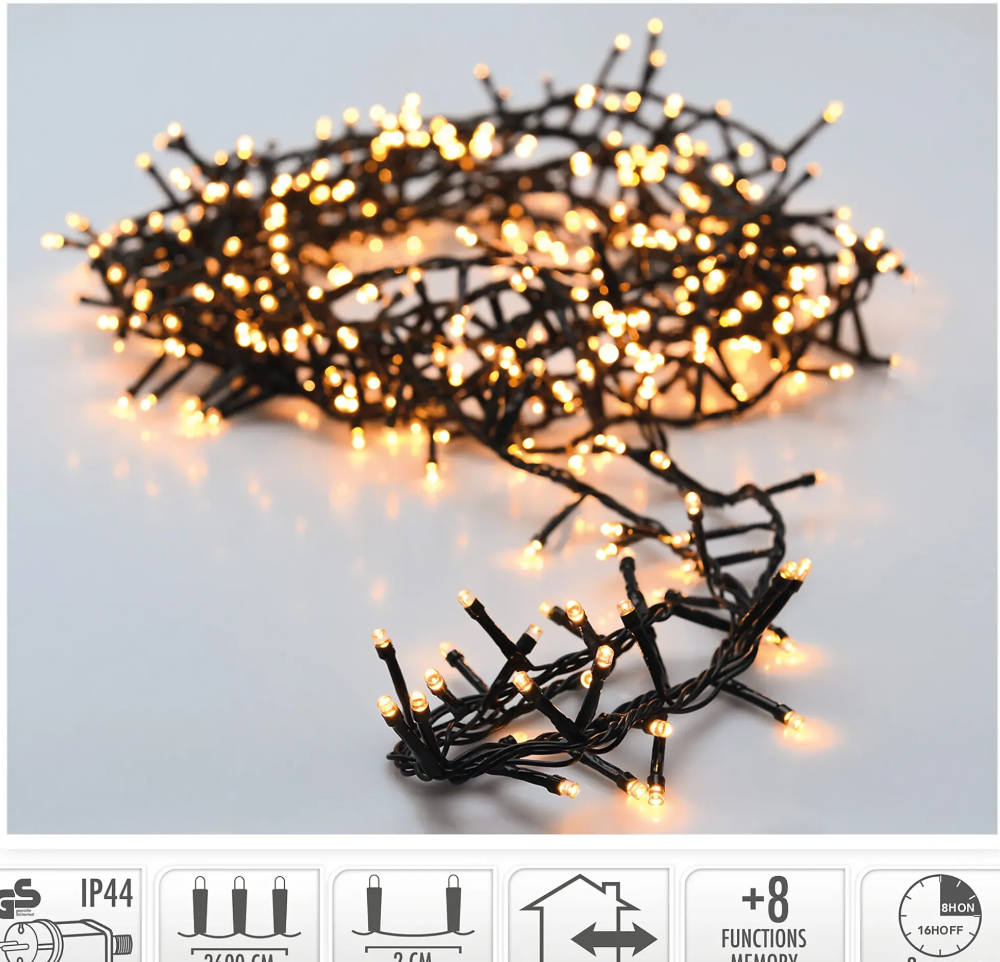 Lysslynge Micro Cluster 1800ledlys ekstra varmhvit 36m