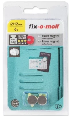 Magnetskiver Neodym silver selvklebende 12mm 6stk 4kg