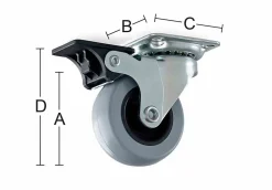 MØBELHJUL 4110 100MM MED PLATE/BREMS