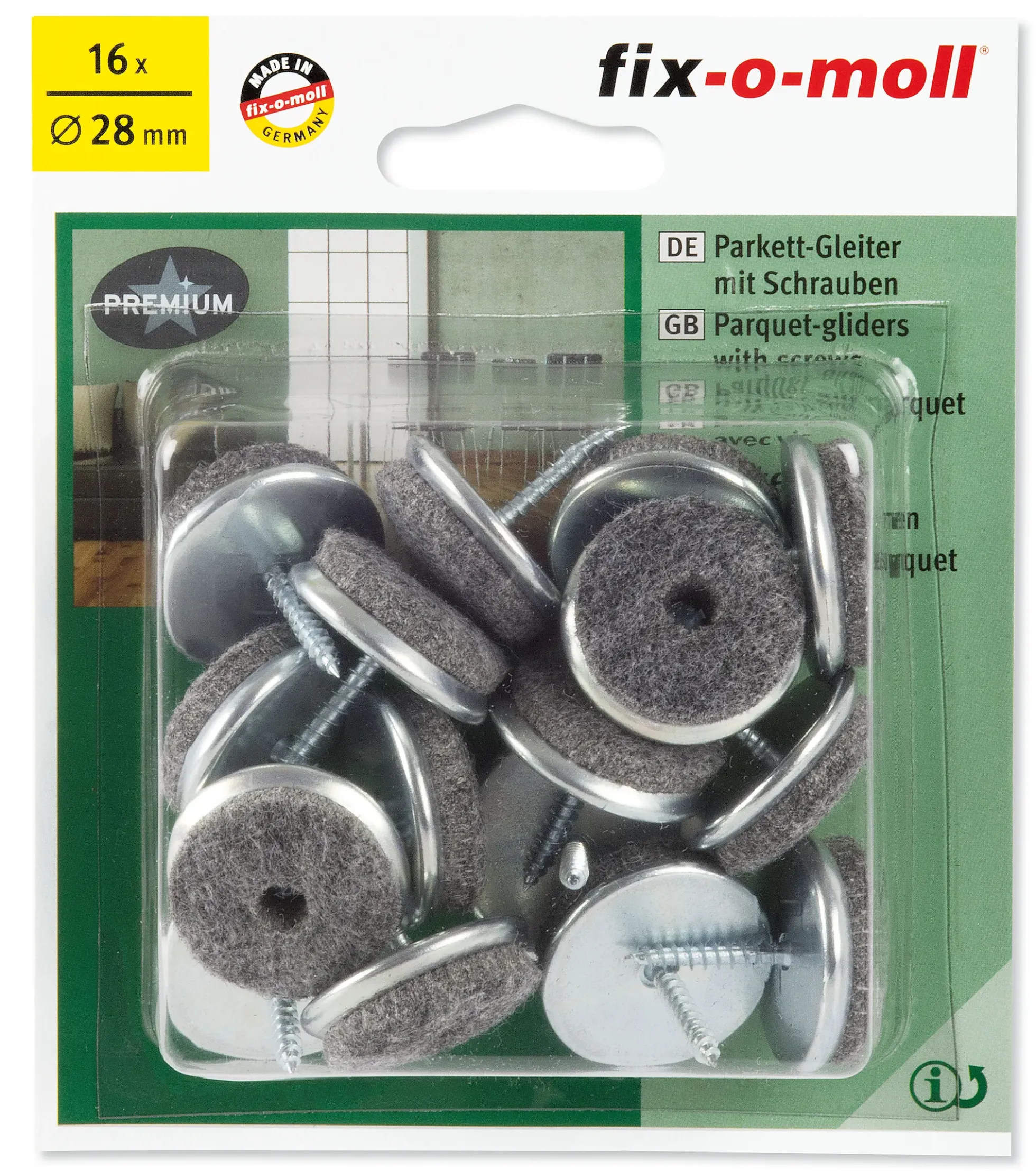 Møbelknott ullfilt med skrue 28mm 16stk