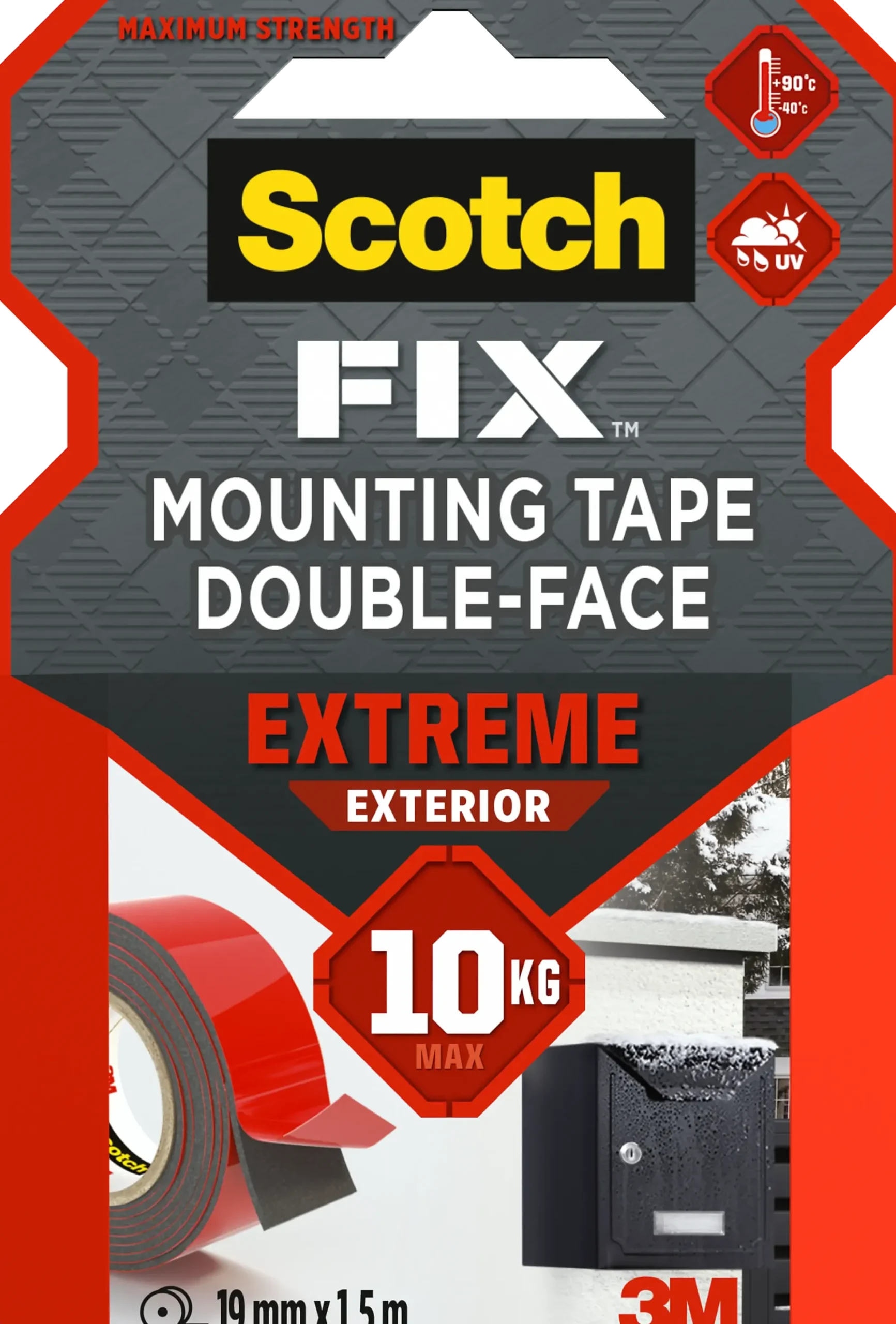 Monteringstape EXTREME 19mmx1,5m utendørs 10kg