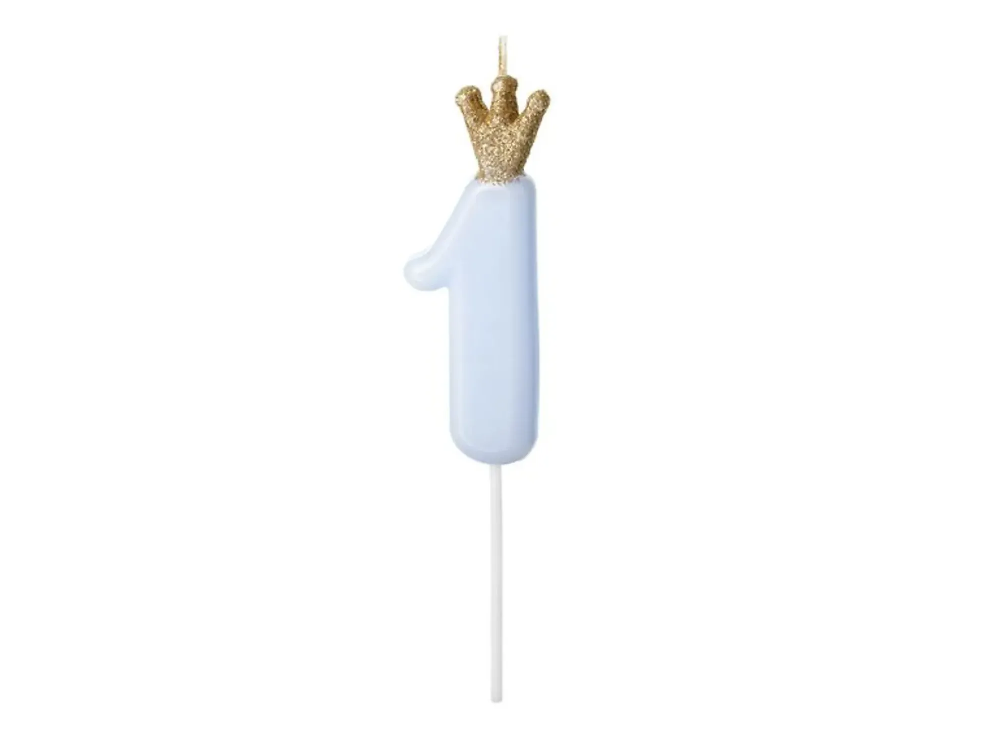 Nummerlys 1 Blå med Krone 9,5cm